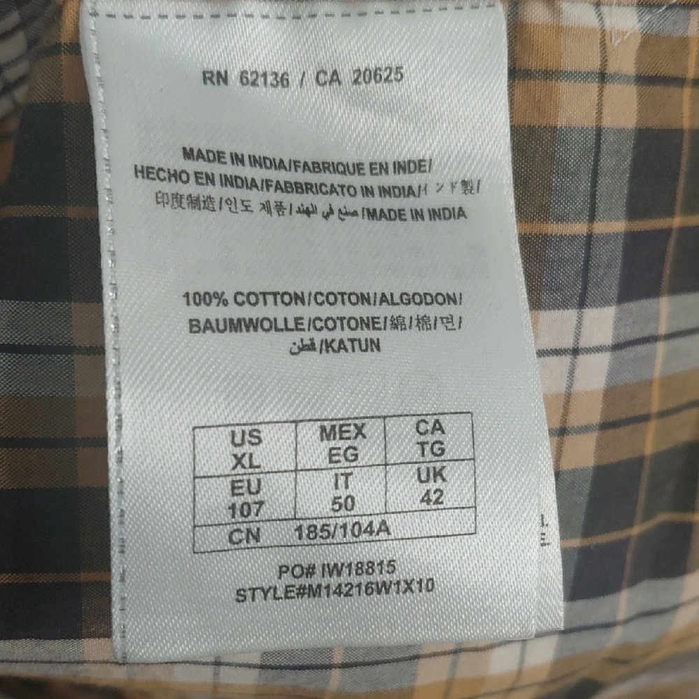 GUESS Men's Tan and Black Plaid Shirt - Picture 7 of 9